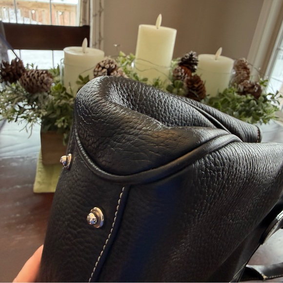 Vintage Dooney & Burke Black Pebble Leather Double Handle Satchel Handbag - Picture 16 of 16